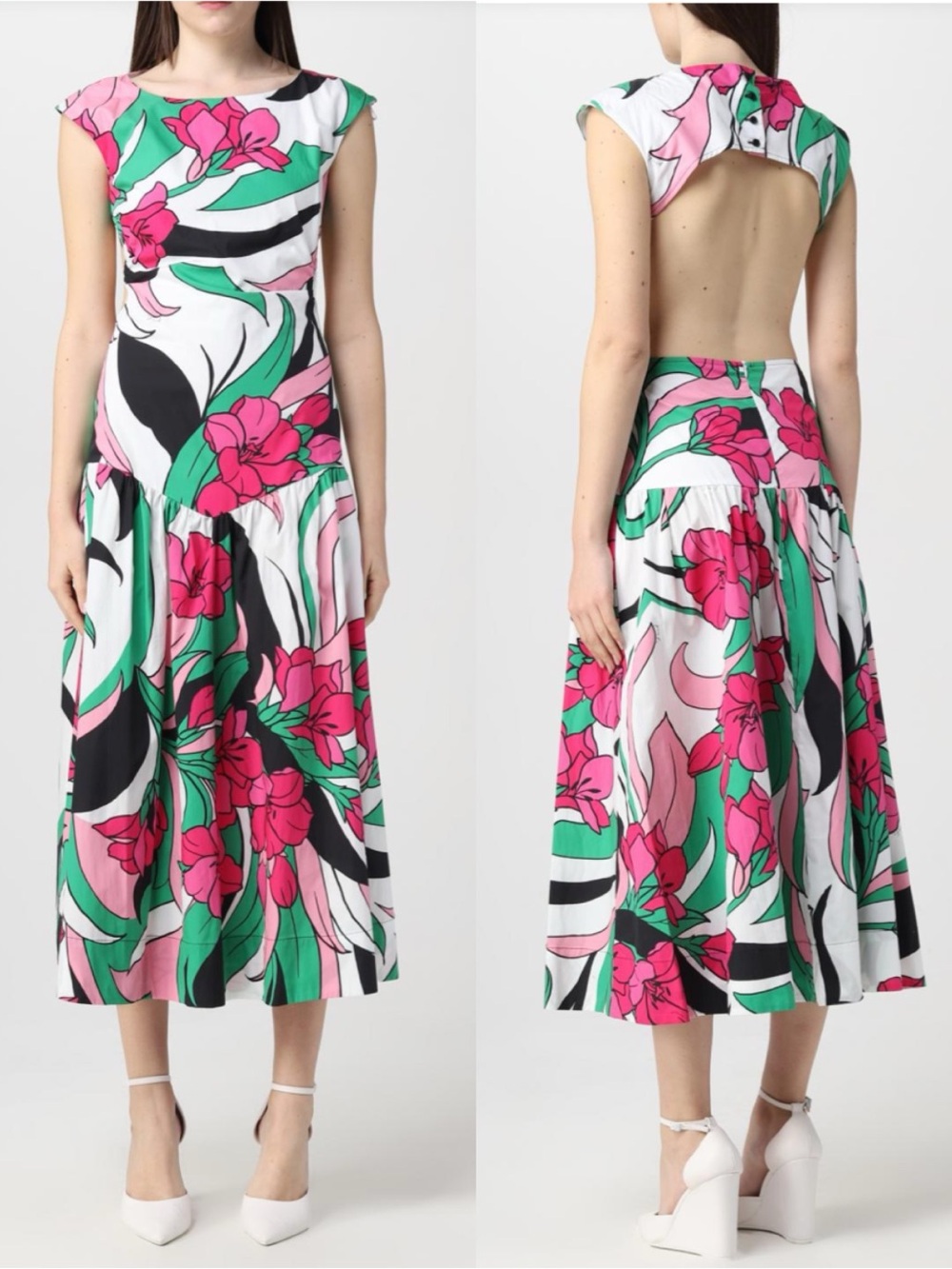 PINKO Midi Flared Floral Print Dress size 6‎